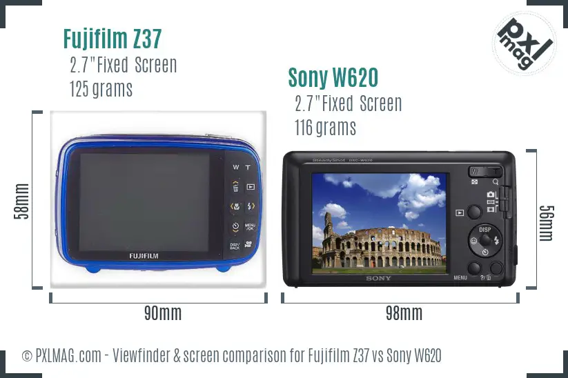 Fujifilm Z37 vs Sony W620 Screen and Viewfinder comparison Fujifilm Z37 vs Sony W620 Screen and Viewfinder comparison