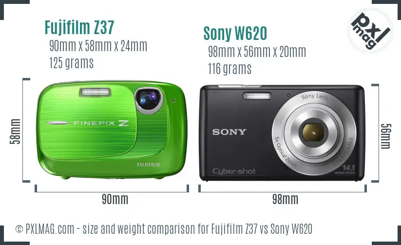Fujifilm Z37 vs Sony W620 size comparison Fujifilm Z37 vs Sony W620 size comparison