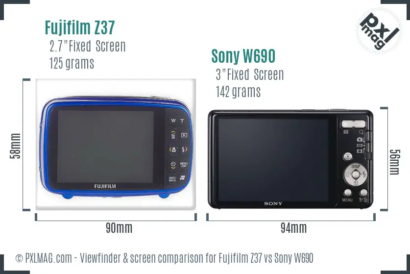 Fujifilm Z37 vs Sony W690 Screen and Viewfinder comparison