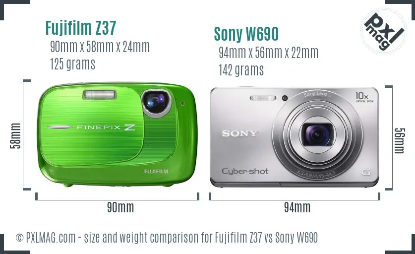 Fujifilm Z37 vs Sony W690 size comparison