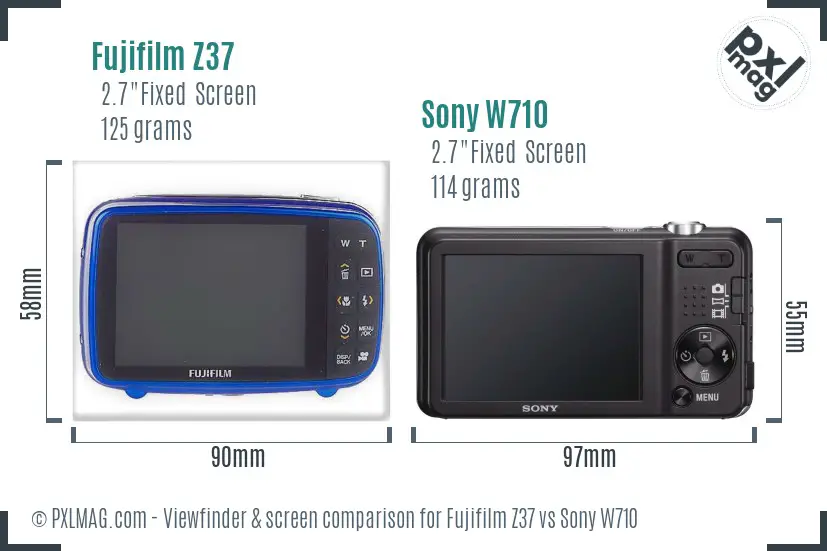 Fujifilm Z37 vs Sony W710 Screen and Viewfinder comparison