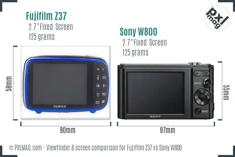 Fujifilm Z37 vs Sony W800 Screen and Viewfinder comparison