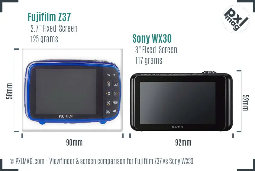 Fujifilm Z37 vs Sony WX30 Screen and Viewfinder comparison Fujifilm Z37 vs Sony WX30 Screen and Viewfinder comparison