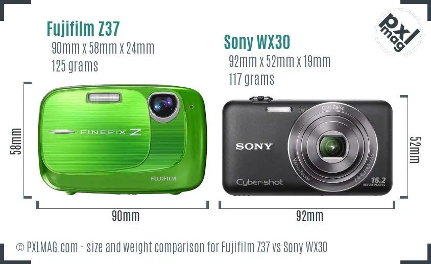 Fujifilm Z37 vs Sony WX30 size comparison Fujifilm Z37 vs Sony WX30 size comparison