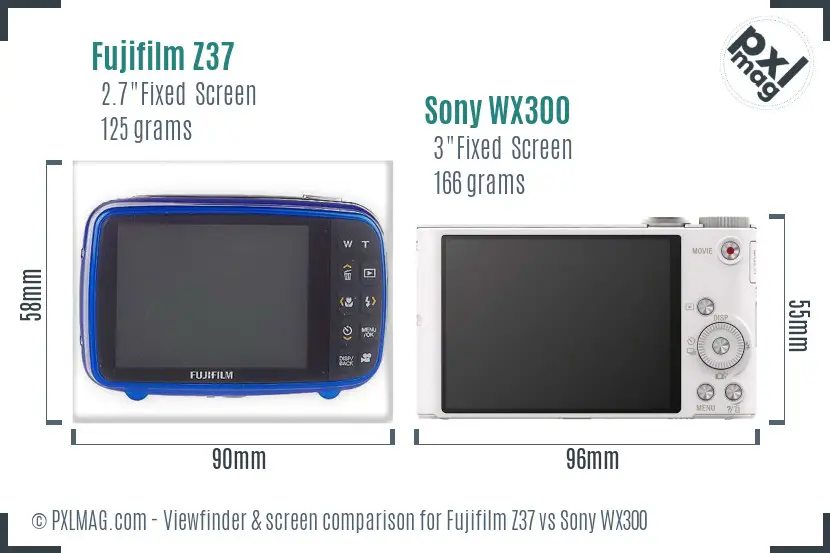 Fujifilm Z37 vs Sony WX300 Screen and Viewfinder comparison