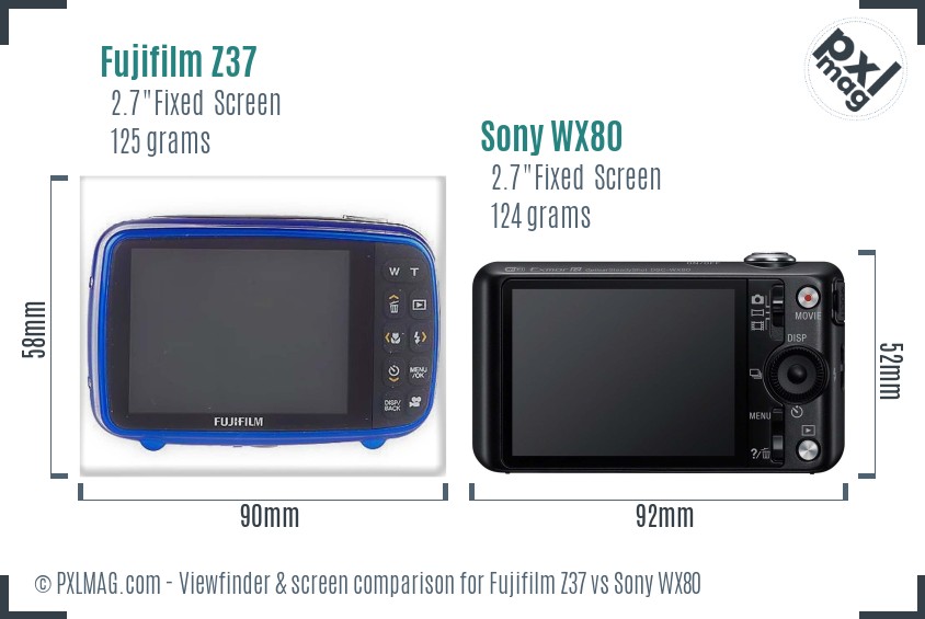 Fujifilm Z37 vs Sony WX80 Screen and Viewfinder comparison