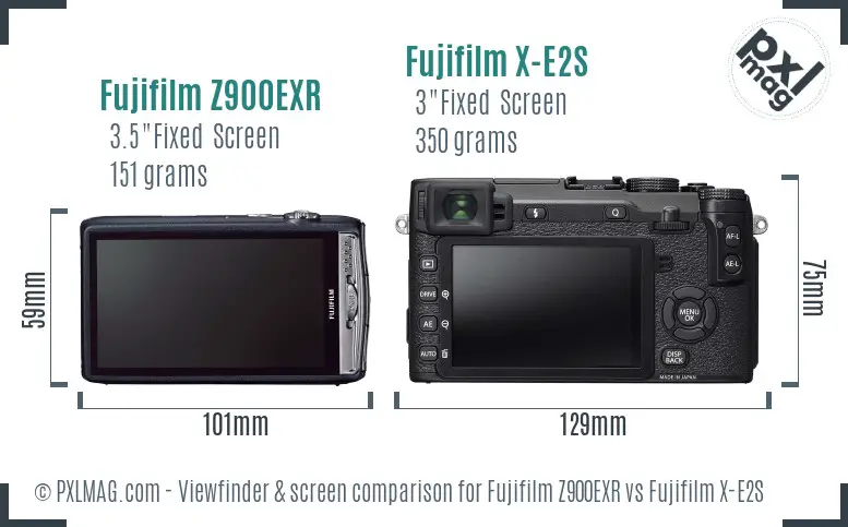 Fujifilm Z900EXR vs Fujifilm X-E2S Screen and Viewfinder comparison