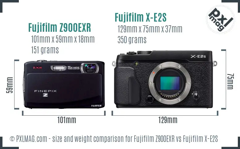 Fujifilm Z900EXR vs Fujifilm X-E2S size comparison