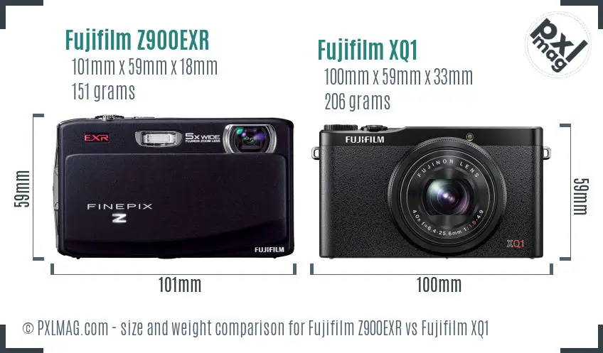 Fujifilm Z900EXR vs Fujifilm XQ1 size comparison