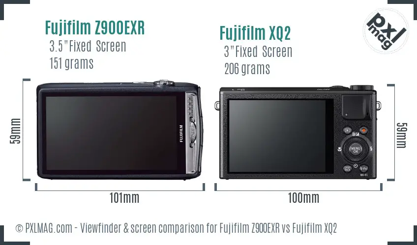 Fujifilm Z900EXR vs Fujifilm XQ2 Screen and Viewfinder comparison