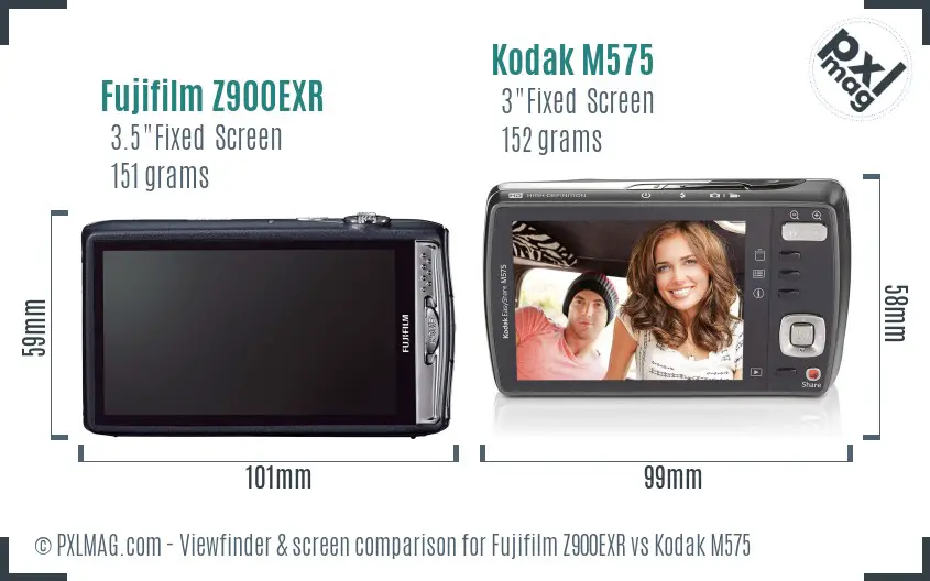 Fujifilm Z900EXR vs Kodak M575 Screen and Viewfinder comparison
