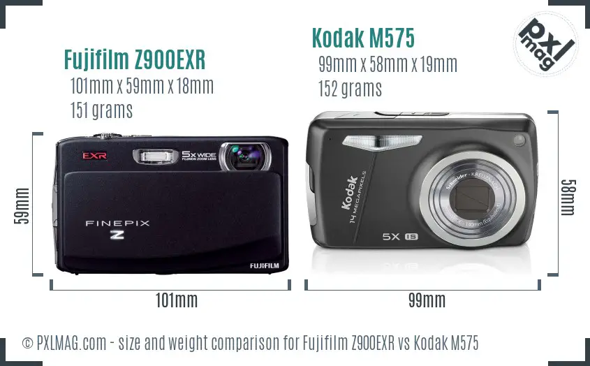 Fujifilm Z900EXR vs Kodak M575 size comparison Fujifilm Z900EXR vs Kodak M575 size comparison