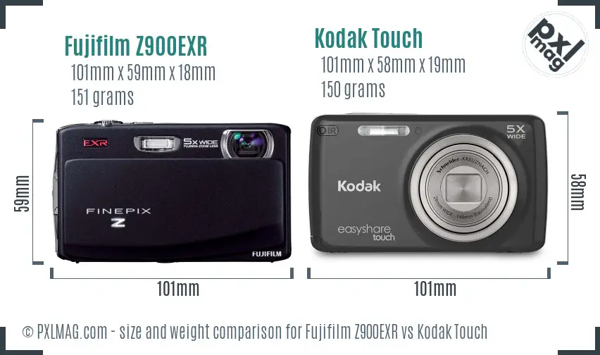 Fujifilm Z900EXR vs Kodak Touch size comparison