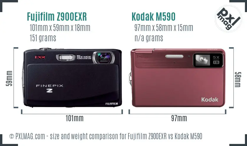 Fujifilm Z900EXR vs Kodak M590 size comparison