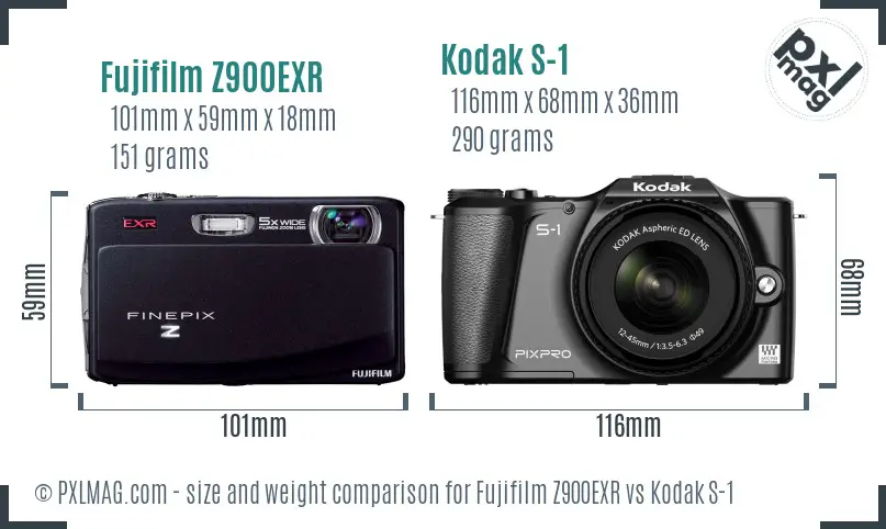 Fujifilm Z900EXR vs Kodak S-1 size comparison
