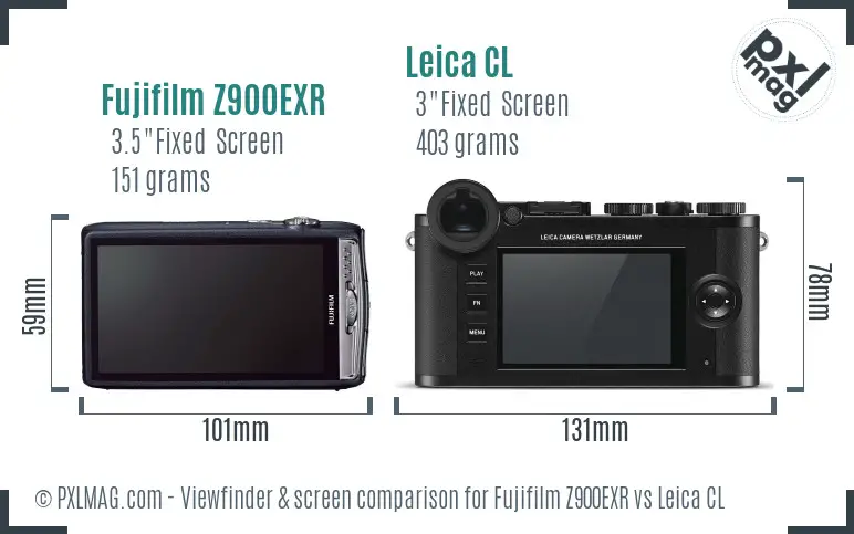 Fujifilm Z900EXR vs Leica CL Screen and Viewfinder comparison