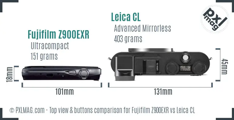 Fujifilm Z900EXR vs Leica CL top view buttons comparison