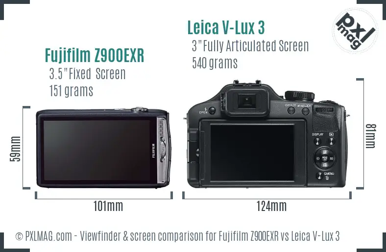 Fujifilm Z900EXR vs Leica V-Lux 3 Screen and Viewfinder comparison