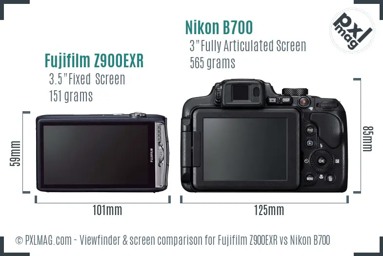 Fujifilm Z900EXR vs Nikon B700 Screen and Viewfinder comparison