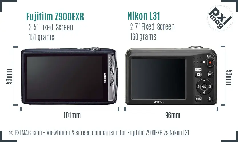 Fujifilm Z900EXR vs Nikon L31 Screen and Viewfinder comparison