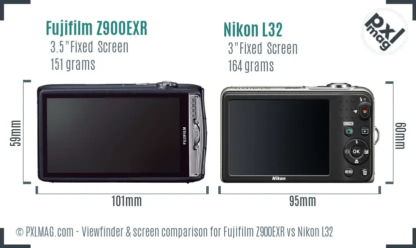 Fujifilm Z900EXR vs Nikon L32 Screen and Viewfinder comparison