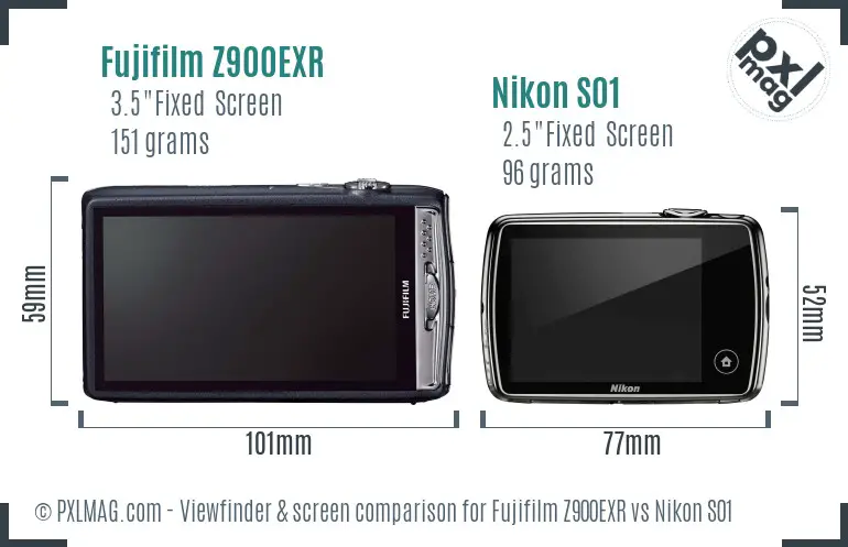 Fujifilm Z900EXR vs Nikon S01 Screen and Viewfinder comparison Fujifilm Z900EXR vs Nikon S01 Screen and Viewfinder comparison