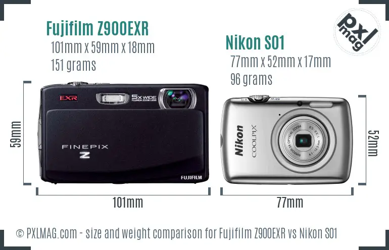 Fujifilm Z900EXR vs Nikon S01 size comparison Fujifilm Z900EXR vs Nikon S01 size comparison