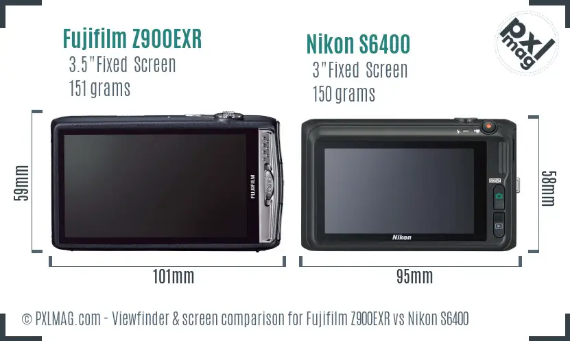 Fujifilm Z900EXR vs Nikon S6400 Screen and Viewfinder comparison Fujifilm Z900EXR vs Nikon S6400 Screen and Viewfinder comparison