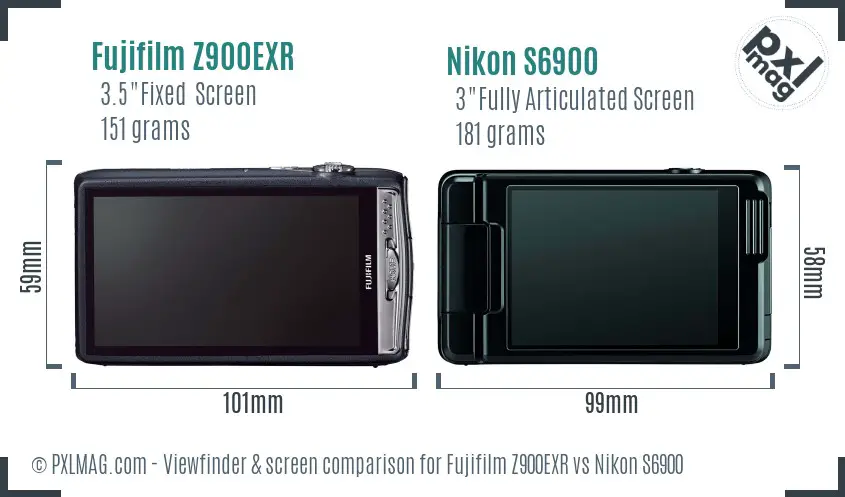 Fujifilm Z900EXR vs Nikon S6900 Screen and Viewfinder comparison