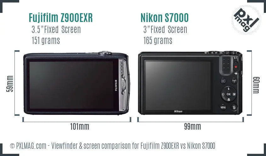 Fujifilm Z900EXR vs Nikon S7000 Screen and Viewfinder comparison Fujifilm Z900EXR vs Nikon S7000 Screen and Viewfinder comparison