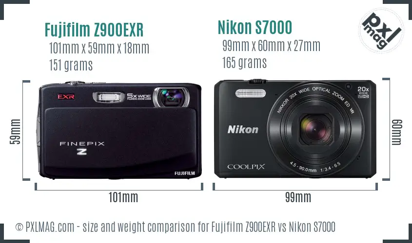 Fujifilm Z900EXR vs Nikon S7000 size comparison Fujifilm Z900EXR vs Nikon S7000 size comparison