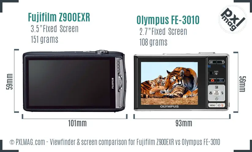 Fujifilm Z900EXR vs Olympus FE-3010 Screen and Viewfinder comparison