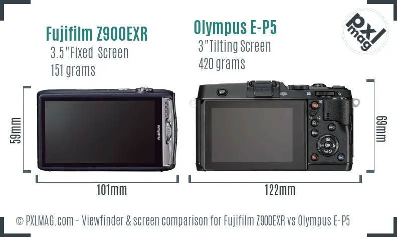 Fujifilm Z900EXR vs Olympus E-P5 Screen and Viewfinder comparison