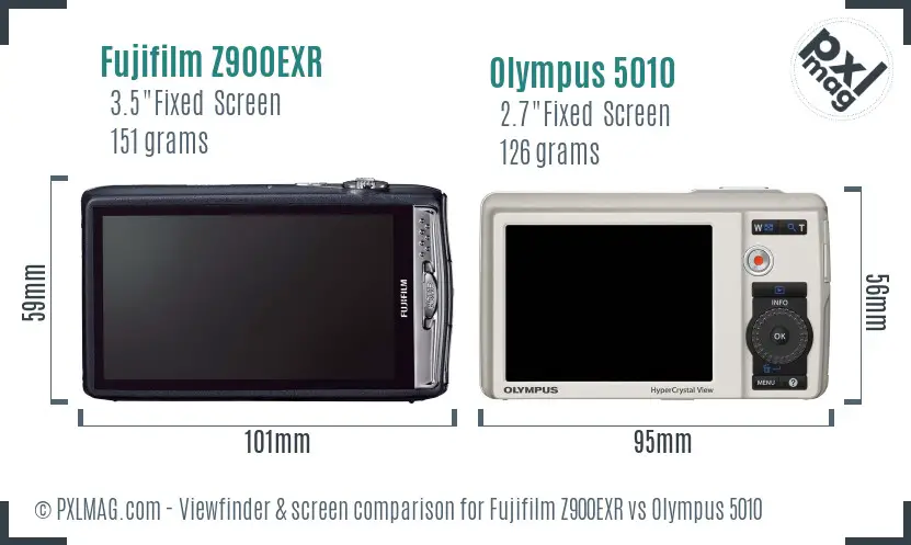 Fujifilm Z900EXR vs Olympus 5010 Screen and Viewfinder comparison