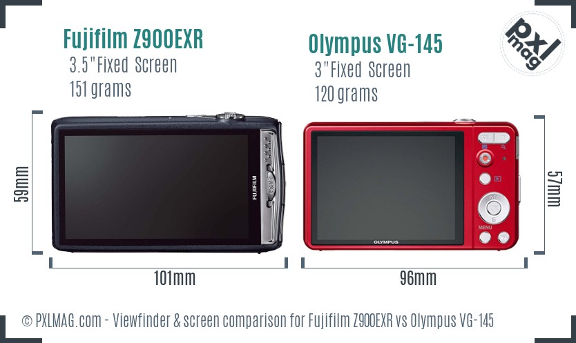 Fujifilm Z900EXR vs Olympus VG-145 Screen and Viewfinder comparison