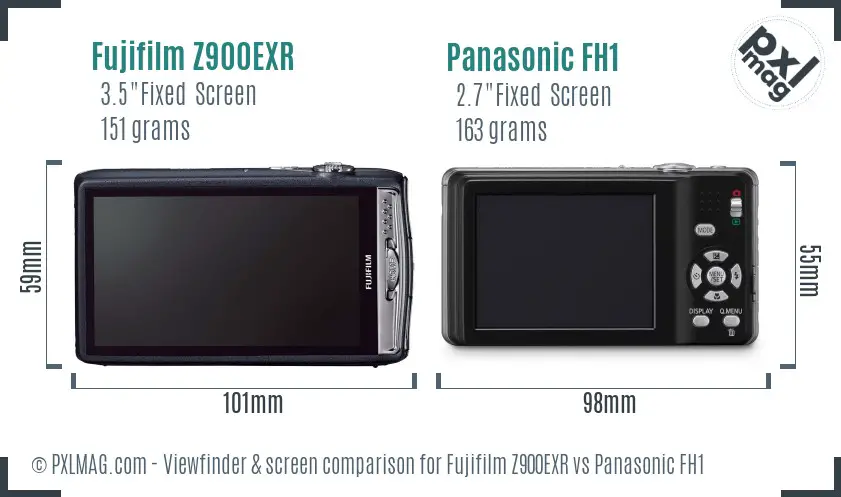 Fujifilm Z900EXR vs Panasonic FH1 Screen and Viewfinder comparison