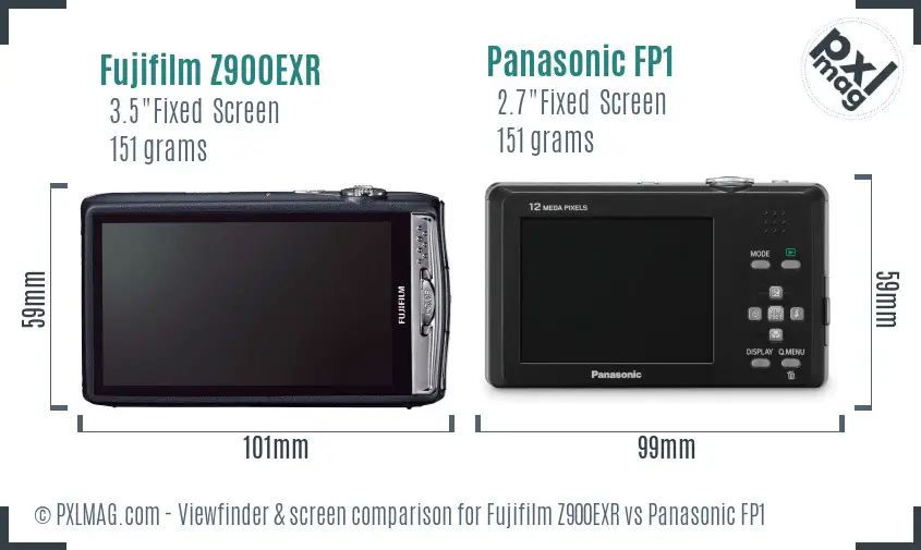 Fujifilm Z900EXR vs Panasonic FP1 Screen and Viewfinder comparison Fujifilm Z900EXR vs Panasonic FP1 Screen and Viewfinder comparison