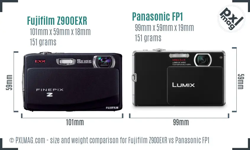 Fujifilm Z900EXR vs Panasonic FP1 size comparison Fujifilm Z900EXR vs Panasonic FP1 size comparison