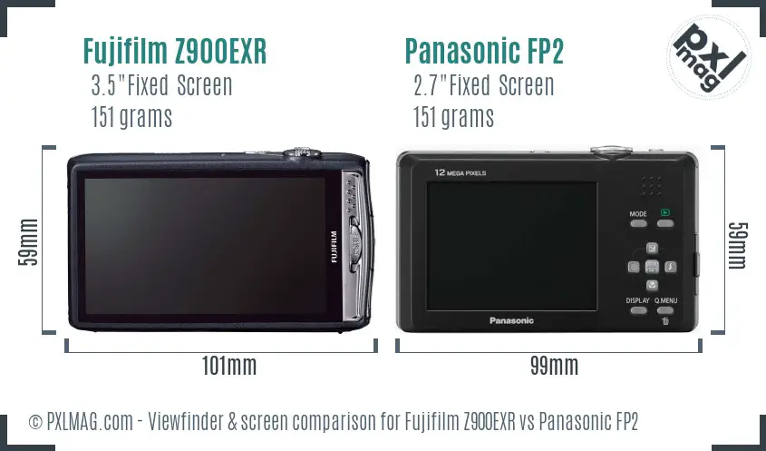 Fujifilm Z900EXR vs Panasonic FP2 Screen and Viewfinder comparison