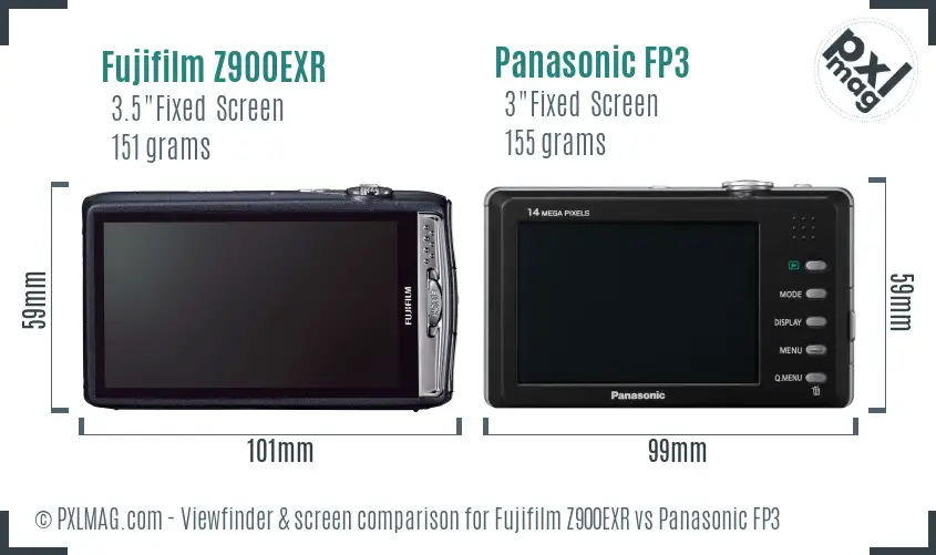Fujifilm Z900EXR vs Panasonic FP3 Screen and Viewfinder comparison