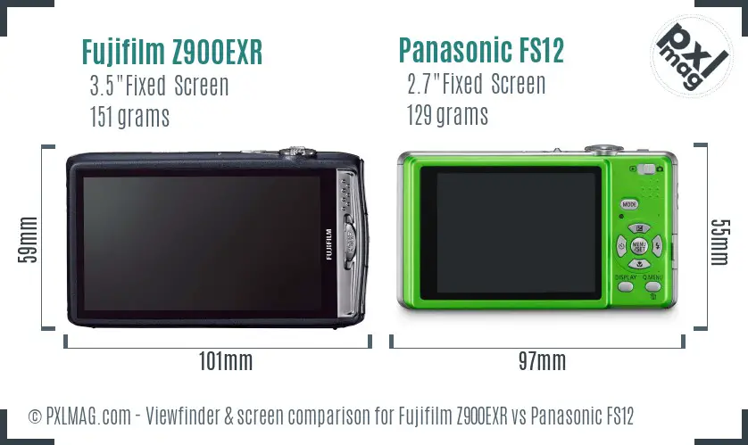 Fujifilm Z900EXR vs Panasonic FS12 Screen and Viewfinder comparison