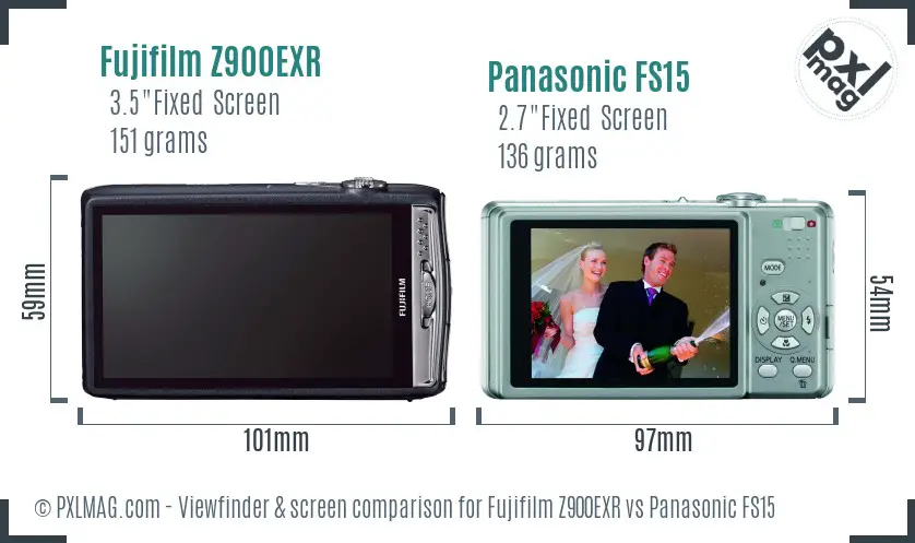 Fujifilm Z900EXR vs Panasonic FS15 Screen and Viewfinder comparison