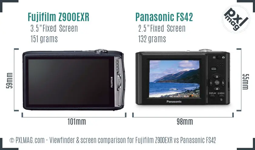 Fujifilm Z900EXR vs Panasonic FS42 Screen and Viewfinder comparison