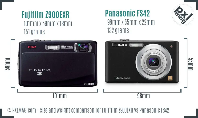 Fujifilm Z900EXR vs Panasonic FS42 size comparison