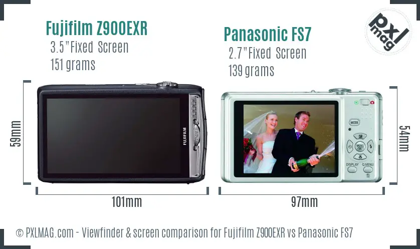 Fujifilm Z900EXR vs Panasonic FS7 Screen and Viewfinder comparison Fujifilm Z900EXR vs Panasonic FS7 Screen and Viewfinder comparison
