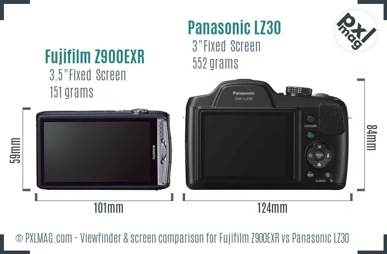 Fujifilm Z900EXR vs Panasonic LZ30 Screen and Viewfinder comparison