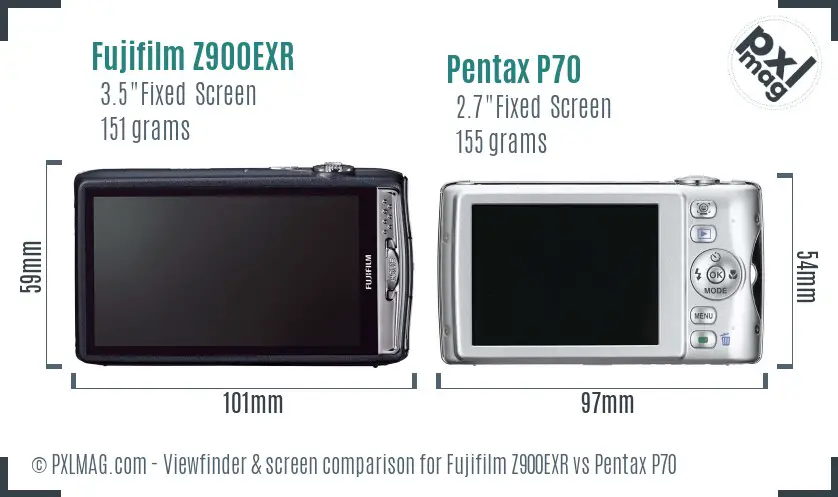 Fujifilm Z900EXR vs Pentax P70 Screen and Viewfinder comparison
