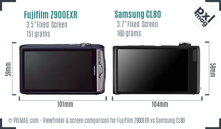 Fujifilm Z900EXR vs Samsung CL80 Screen and Viewfinder comparison