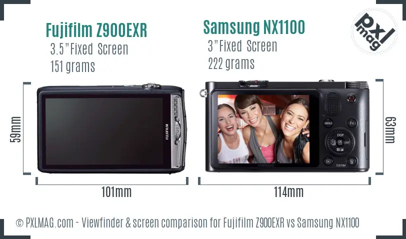 Fujifilm Z900EXR vs Samsung NX1100 Screen and Viewfinder comparison