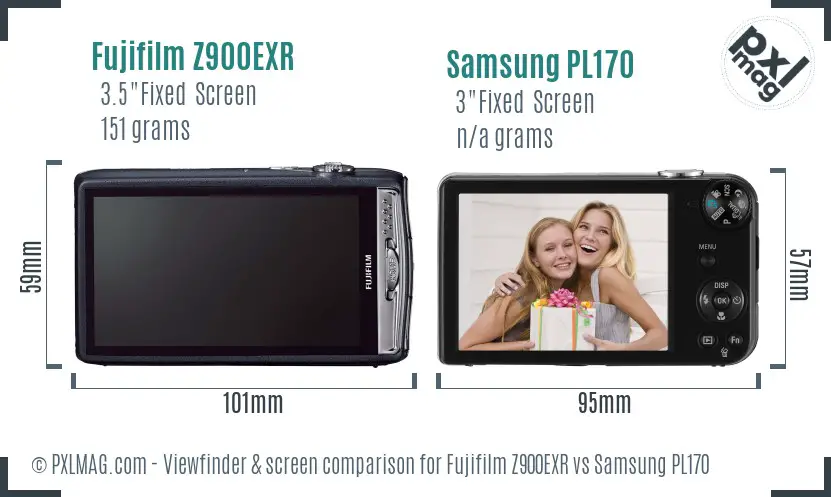 Fujifilm Z900EXR vs Samsung PL170 Screen and Viewfinder comparison Fujifilm Z900EXR vs Samsung PL170 Screen and Viewfinder comparison